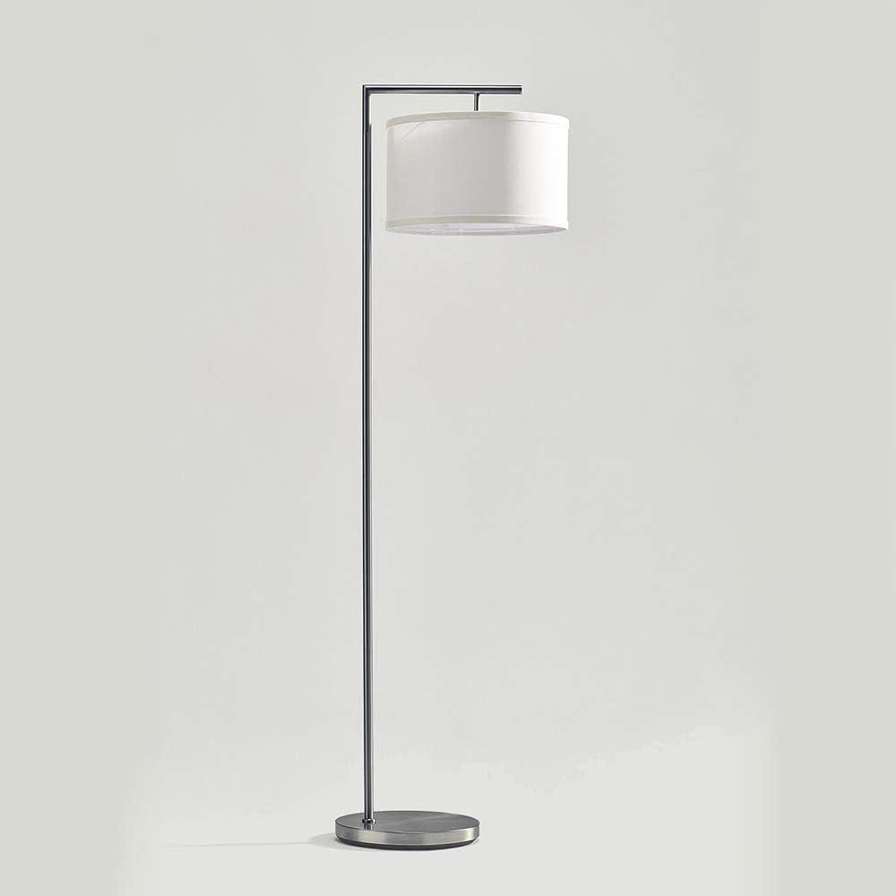 Montage Modern 60 in. Mid-Century Modern LED Floor Lamp with White Fabric Drum Shade