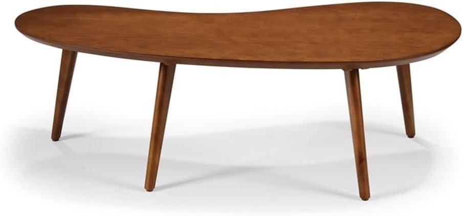 Mid-Century Modern Castanho Pine Wood Oval Coffee Table