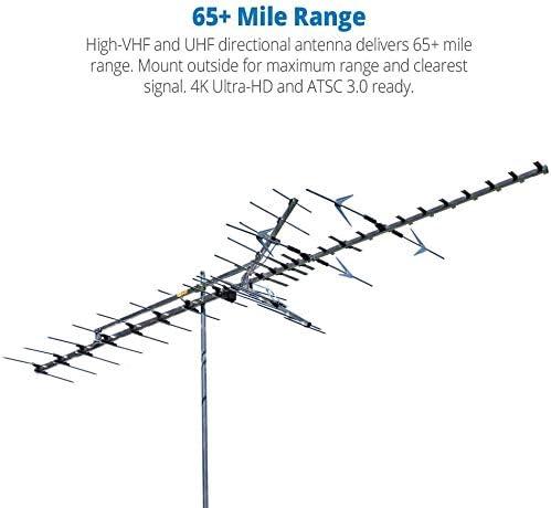 Winegard HD7698A Long Range Outdoor HDTV Antenna - 65+ Mile Range, High-VHF/UHF, 4K Ultra-HD Ready, Free Local Channels, Amplify with Boost XT LNA-200