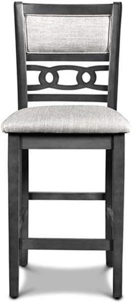 Gray Round Rubberwood Counter Height Dining Set with 4 Chairs