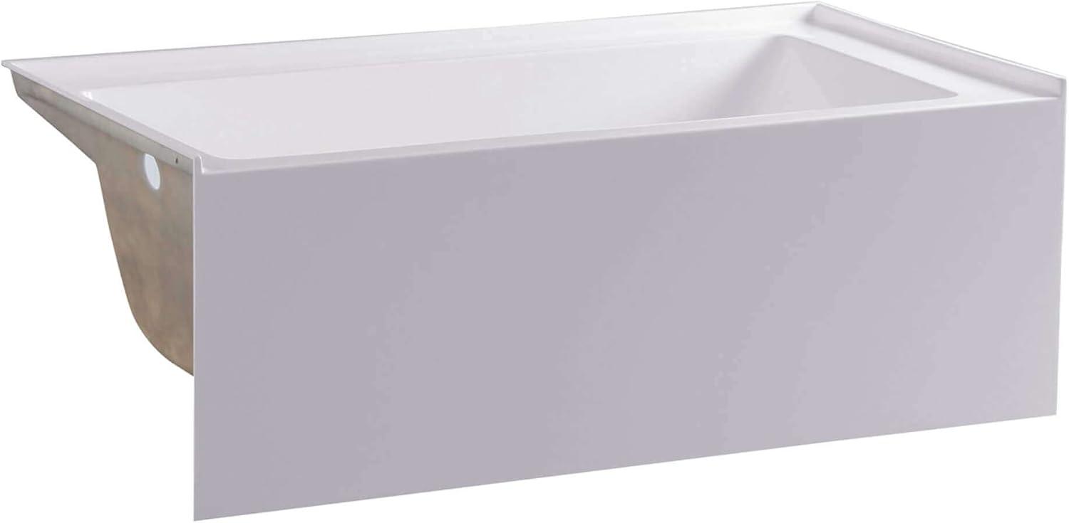 Fine Fixtures Acrylic-Fiberglass Soaking Bathtub, White. Alcove | Apron Front Left Hand 66"x32"