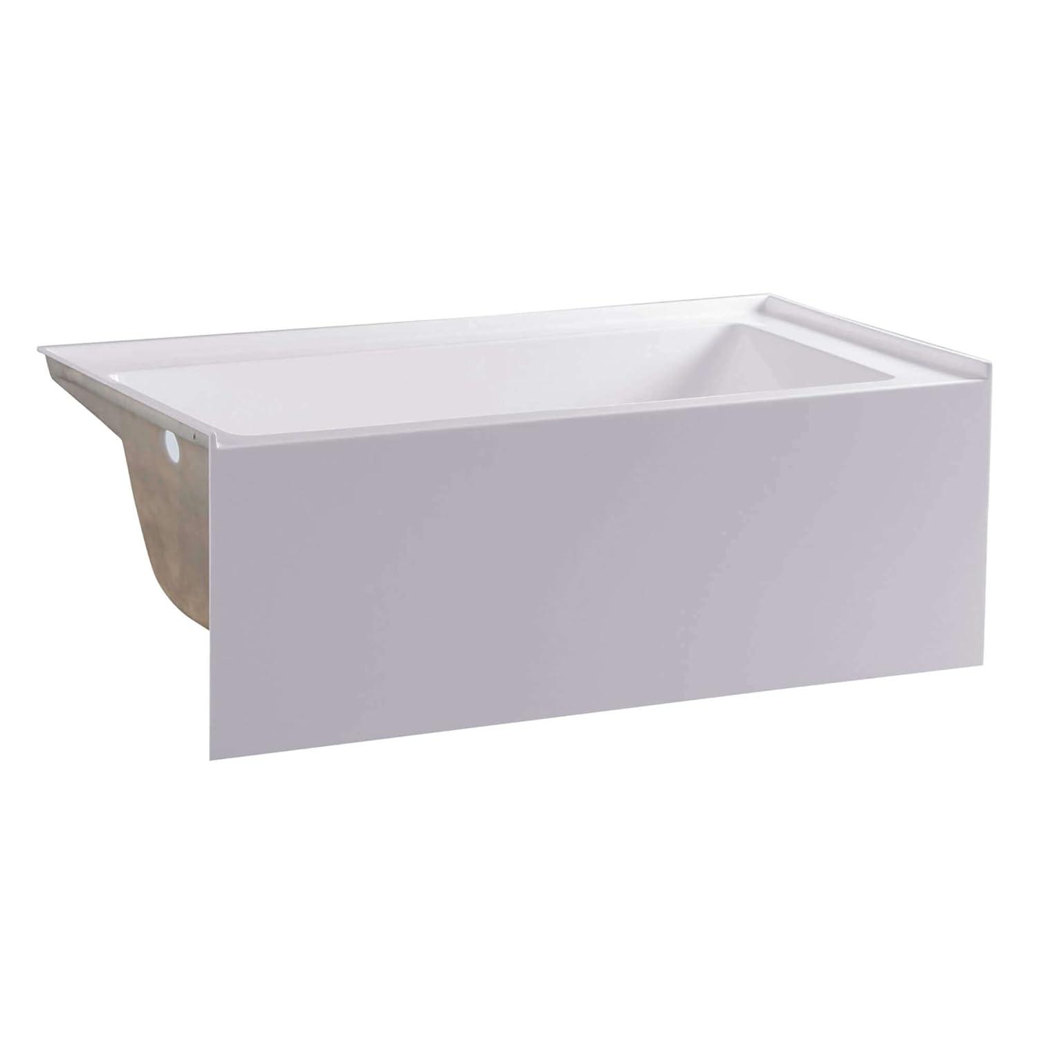 Fine Fixtures Acrylic-Fiberglass Soaking Bathtub, White. Alcove | Apron Front Left Hand 60"x32"