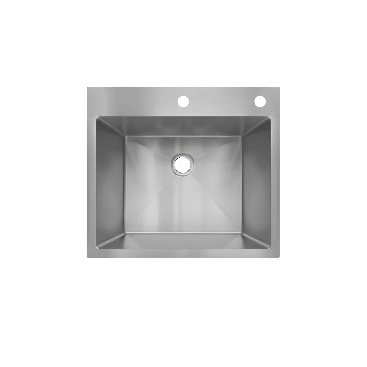 Sinber 25" x 22" Drop In Single Bowl Kitchen Sink with 18 Gauge 304 Stainless Steel Satin Finish