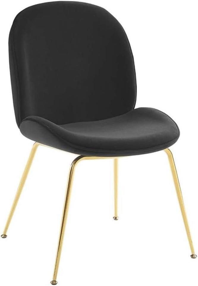 Scoop Gold Stainless Steel Leg Performance Velvet Dining ChairBlack