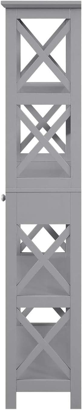 Convenience Concepts Oxford Five-Tier Bookcase with Drawer in Gray Wood Finish