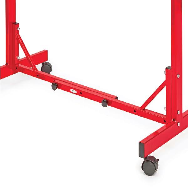 Red Heavy Gauge Steel Mobile Blueprint Rack with Adjustable Width
