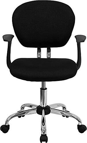 Flash Furniture Beverly Mid-Back Black Mesh Padded Swivel Task Office Chair with Chrome Base and Arms
