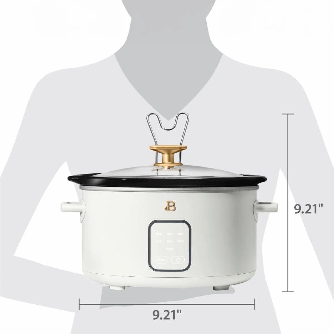 Beautiful 4Qt Slow Cooker with Touch-Activated Display, White Icing by Drew Barrymore