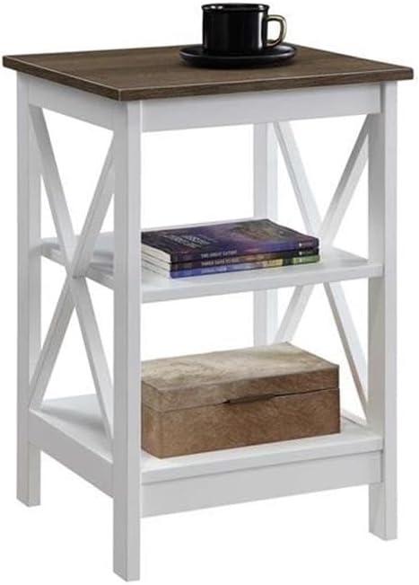 Xavier End Table with Open Shelves Driftwood/White