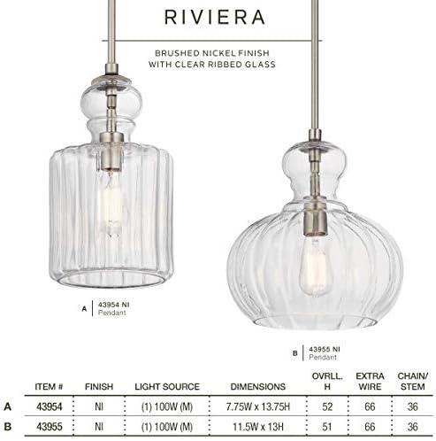 Kichler Lighting Riviera 1 - Light Pendant in  Brushed Nickel