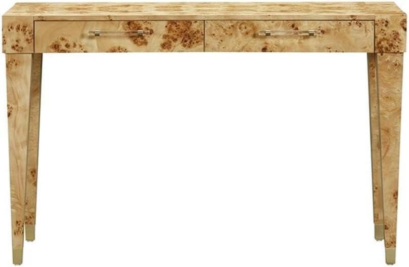 Maklaine Modern Contemporary Wood Work Desk in Natural Burl Finish