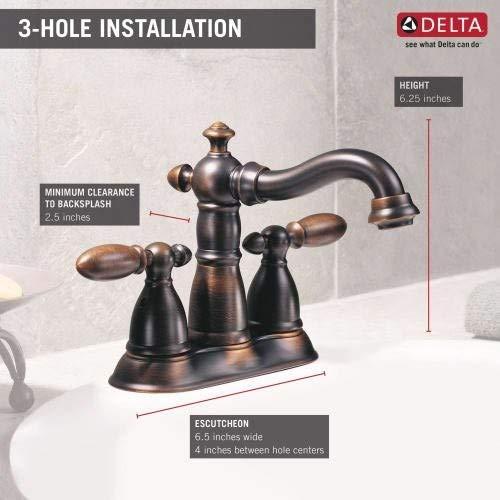 Delta Faucet Victorian Centerset Bathroom Faucet Brushed Nickel, Bathroom Sink Faucet, Diamond Seal Technology, Metal Drain Assembly, Stainless 2555-SSMPU-DST