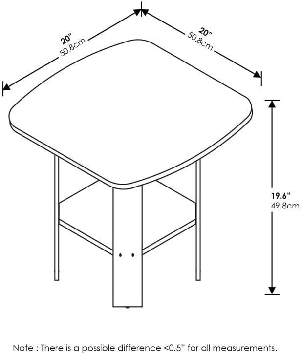 Furinno Simple Design End/SideTable, Columbia Walnut/Black