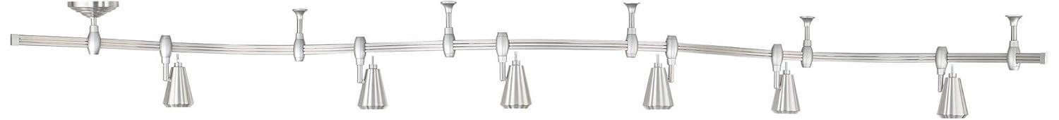 Pro Track Ali 6-Light Heads LED Ceiling Track Light Fixture Kit Dimmable Monorail Silver Brushed Nickel Finish Modern Kitchen Bathroom 108" Wide