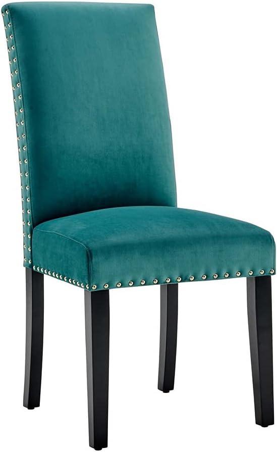 Modway Silver Orchid Lind Velvet Nailhead Trim Dining Side Chairs