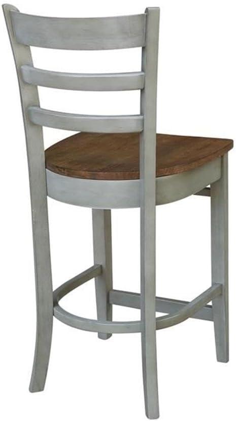 International Concepts Wood Emily Ladder Back Counter Height Stool - 24" Seat Height - Distressed Hickory/Stone