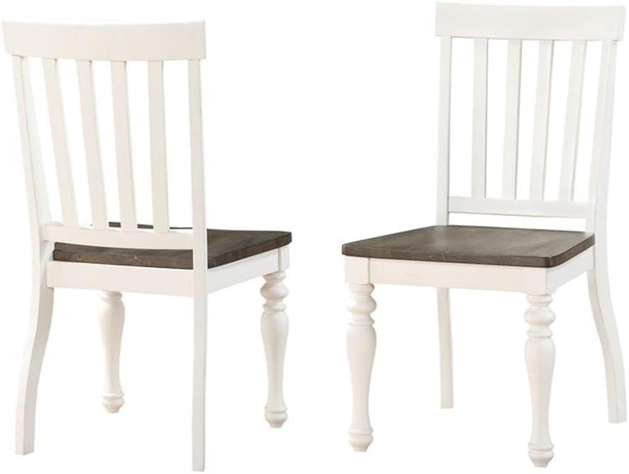 Steve Silver Co. Set of 2 18" Joanna 2 Tone Side Chair Ivory/Charcoal: Hardwood Frame, Slat Back Design, CSA Certified