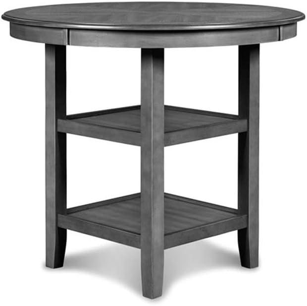 Gray Round Rubberwood Counter Height Dining Set with 4 Chairs