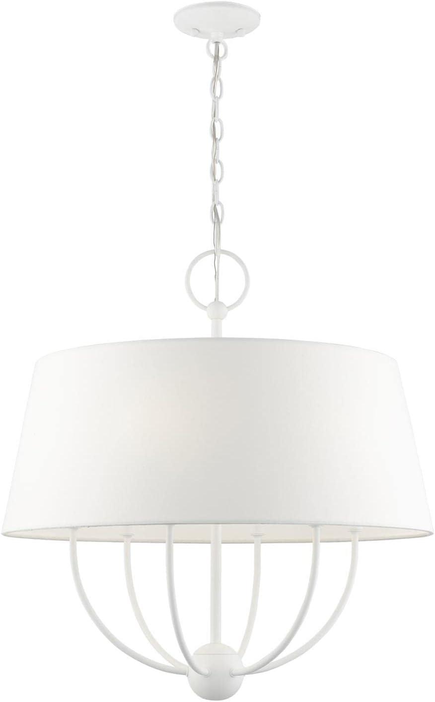 Ridgecrest Transitional 6-Light White Drum Pendant Chandelier