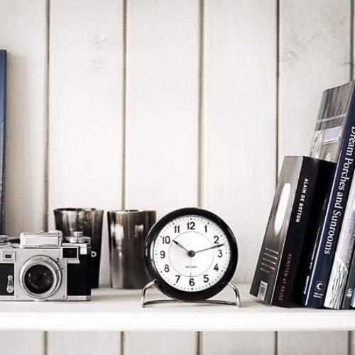 Black and White Analog Electric Alarm Tabletop Clock