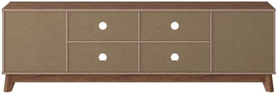 Hollywood Wood Grain TV Stand for TVs up to 85" with Drawers Brown - CorLiving: Mid-Century Modern Media Console