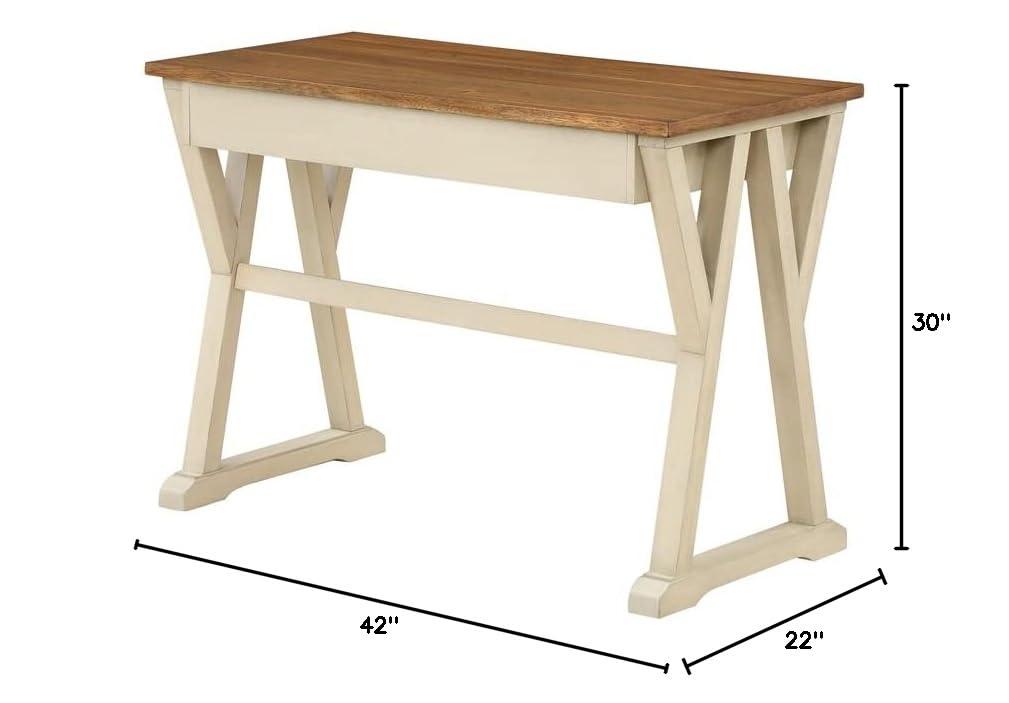 Jericho Rustic Writing Desk w/ Drawers  in Antique White in Engineered Wood