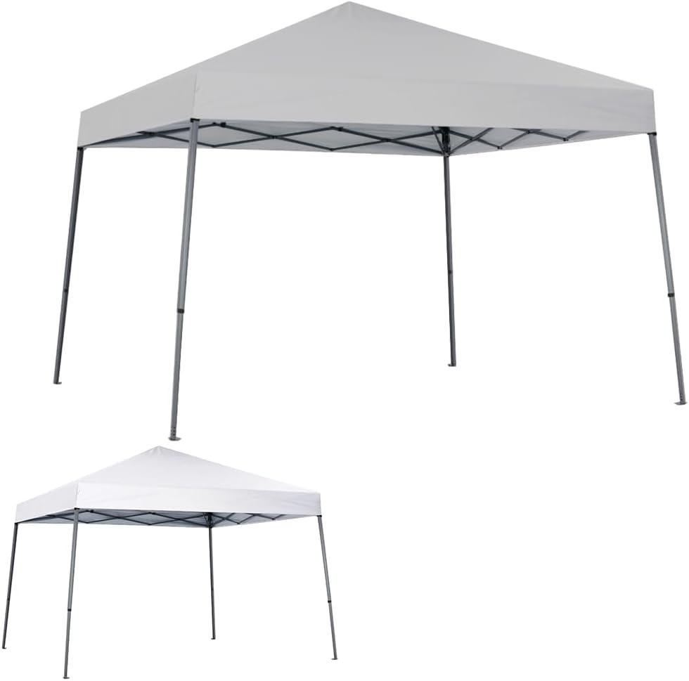 Garden Winds Custom Fit Replacement Canopy Top Cover Compatible with MasterCanopy AbcCanopy Cooshade Base 8' x 8', Canopy Top 6' x 6' Slant Leg - Upgraded Performance RIPLOCK 350 Fabric - Slate Gray