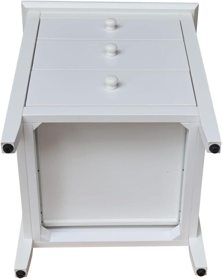 International Concepts Solid Wood Bedroom Nightstand with 3 Drawers, White