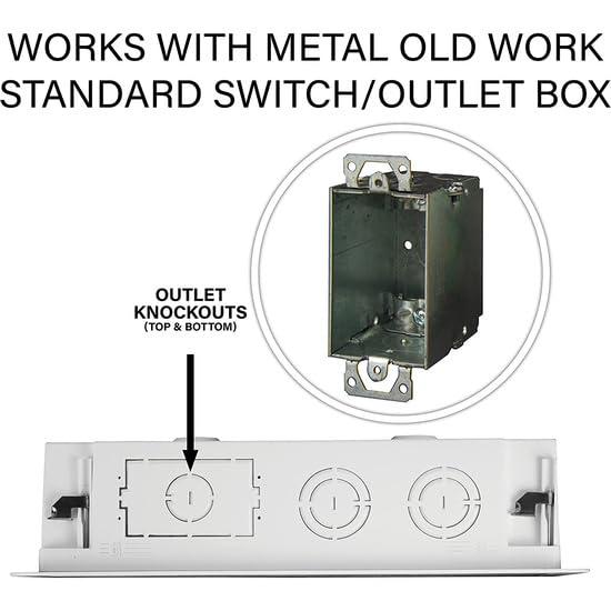 Legrand - OnQ 17 Inch Media Enclosure, Electrical Box, Cable Management Box Dual Purpose In Wall Enclosure for TV Device Storage and Media Distribution, Recessed Media Box, White, ENP1700NA