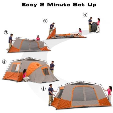 Ozark Trail 11-Person Instant Cabin Tent with Private Room – 3-Room Family Camping Tent with Awning
