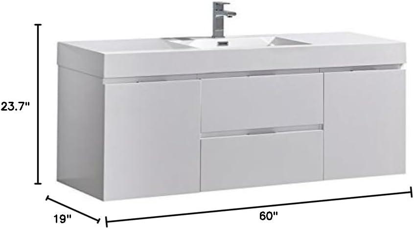 Valencia 60" Wall Mount Single Sink Bathroom Vanity with Top and Sink (Faucet Not Included)