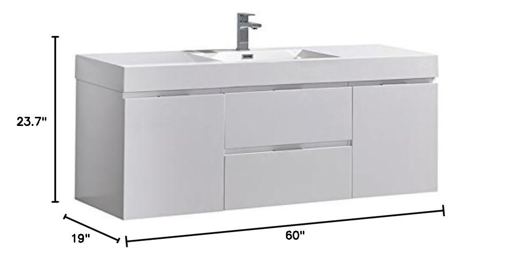 Valencia 60" Wall Mount Single Sink Bathroom Vanity with Top and Sink (Faucet Not Included)