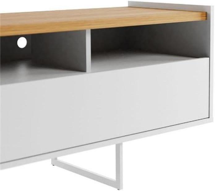 Winston TV Stand for TVs up to 50" White/Cinnamon - Manhattan Comfort: Mid-Century Design, Open & Concealed Shelving