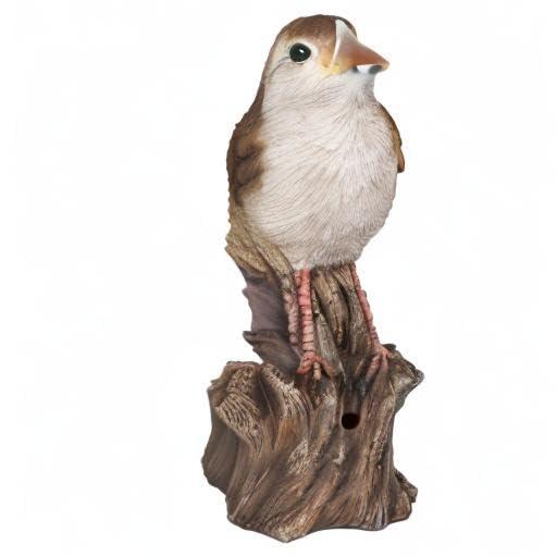 Hi-Line Gift Ltd. Motion Activated Singing Nightingale Standing on Stump