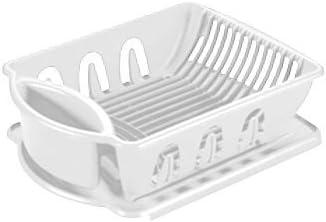 Sterilite 2-Piece Dish Rack Dish Drainer Set, White