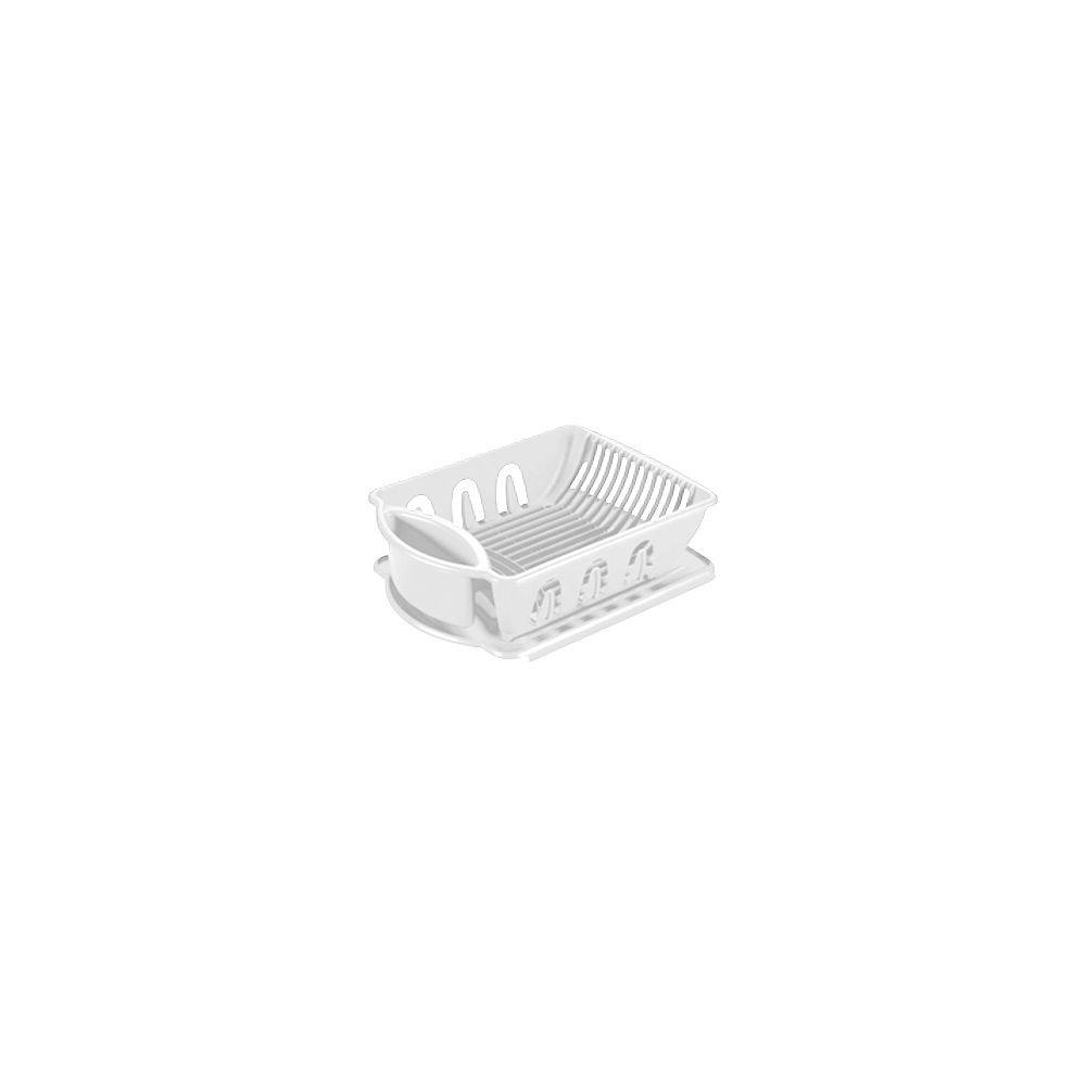 Sterilite 2 Piece Sink Set, Dish Drainer and Drainboard for Plates, Cups, and Flatware, White, 6 Count
