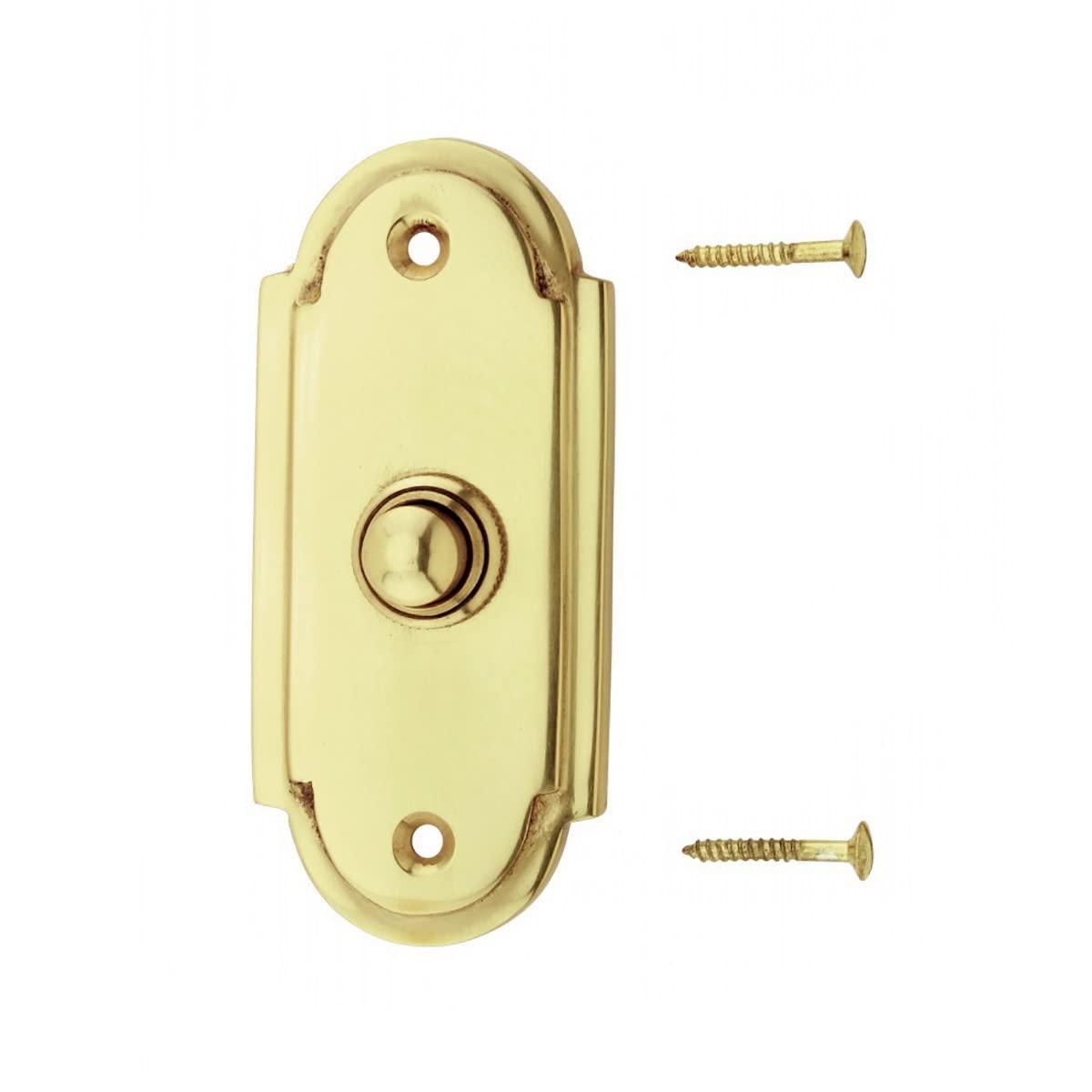 Wired Brass Door Bell Push Button 4" L Lacquered Finish