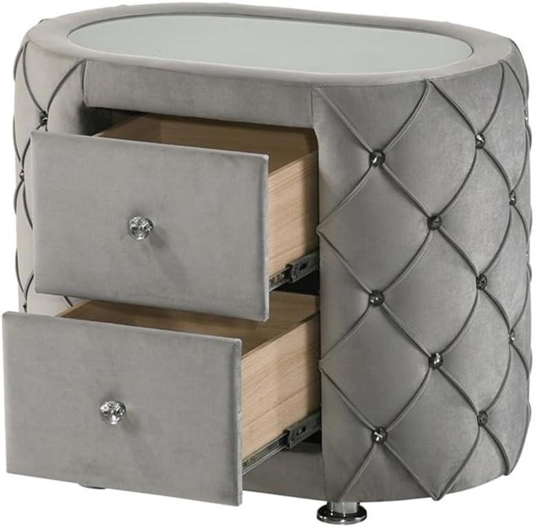 Acme Furniture Perine Nightstand in Gray Velvet