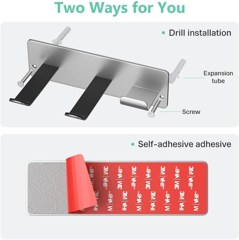 Hair Dryer Holder Wall Mount Compatible with Hair Dryer, 304 Stainless Steel Hair Dryer Blow Diffuser Holder Organizer Adhesive for The Bathroom, Silver