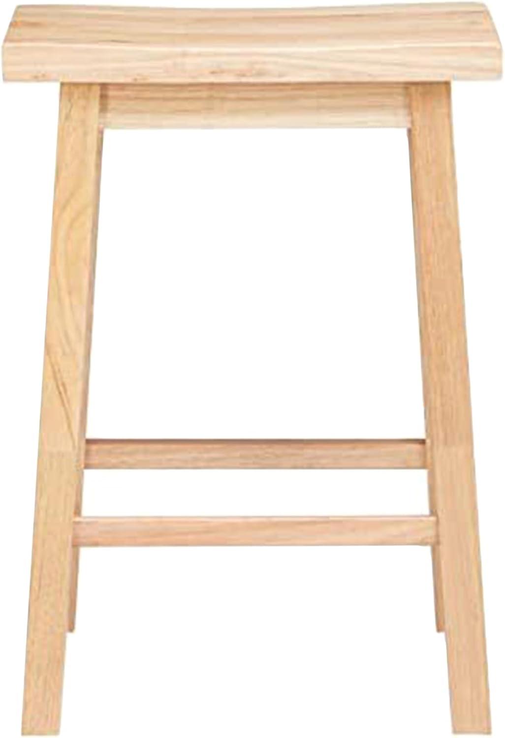 PJ Wood Classic Saddle-Seat 29" Tall Kitchen Counter Stool for Homes, Dining Spaces, and Bars w/ Backless Seat, 4 Square Legs, Natural (2 Pack)