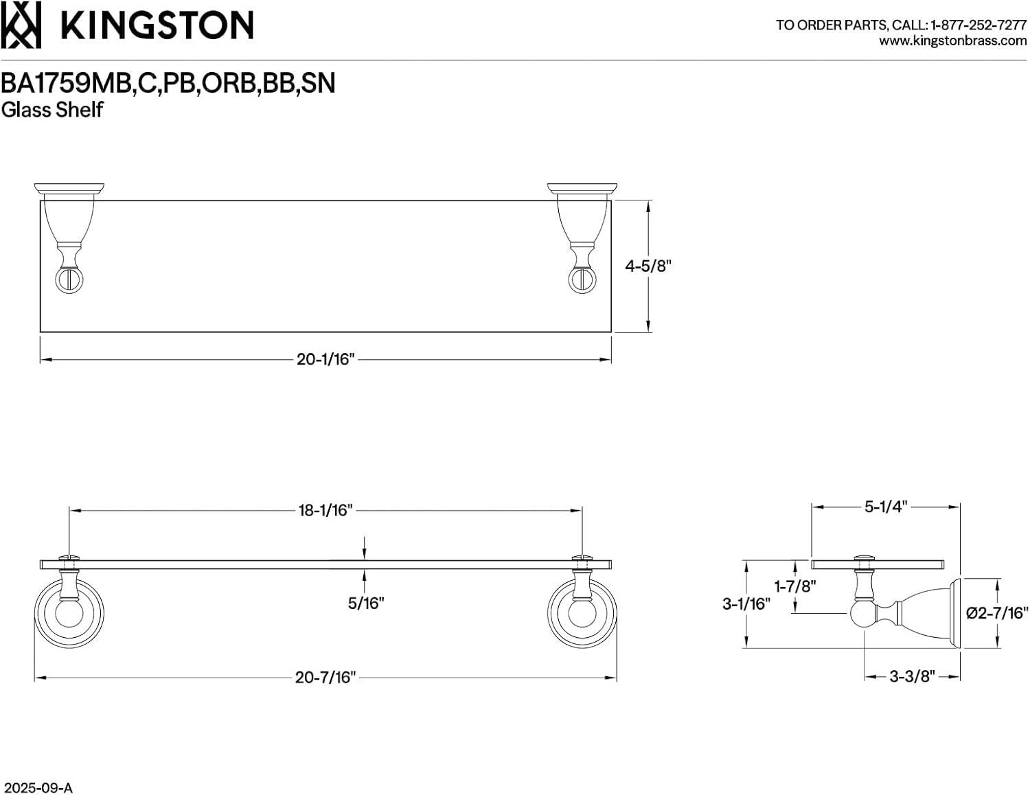 Kingston Brass Kingston Brass Heritage Glass Shelf