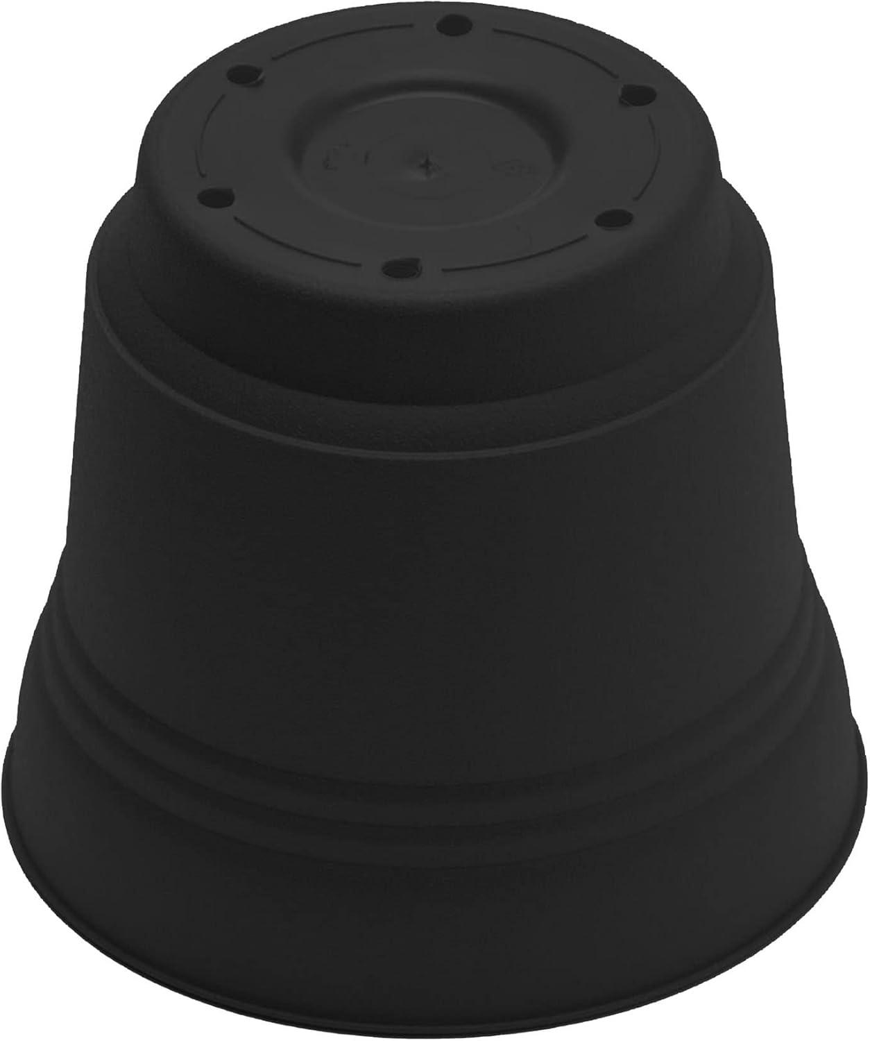 Bloem 14-in Saturn Round Resin Planter with Saucer - Black