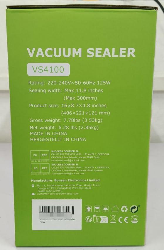BEACHWATER POOL & SPA, LLC Vacuum Sealer Machine, Powerful Low-Noise Food Vacuum Sealer For High-Speed Continuous Working, Handle Locked Design, Built-In Cutter, 2 Bag Rolls + 100 PCS Vacuum Bags