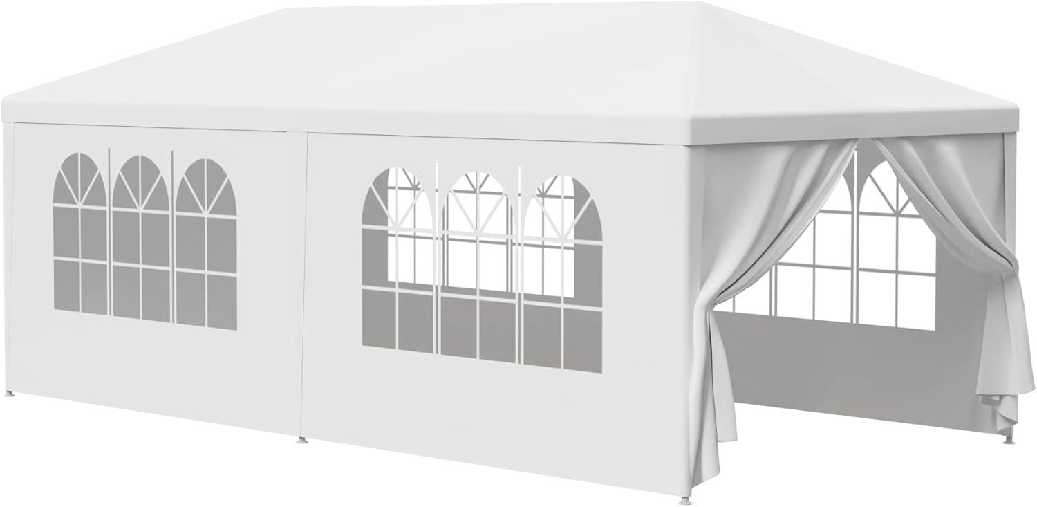 LEMY Gazebo Tent, Outdoor Canopy Shelter with Removable Sidewalls and Windows, Waterproof Heavy Duty Canopy for Patio, Garden, Party Wedding, 10' x 20', White