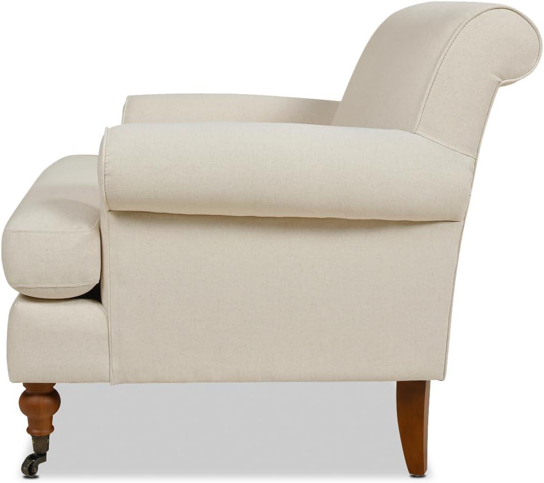 Jennifer Taylor Home Alana 38" Lawson Large Living Room Accent Arm Chair with Metal Casters, Light Beige
