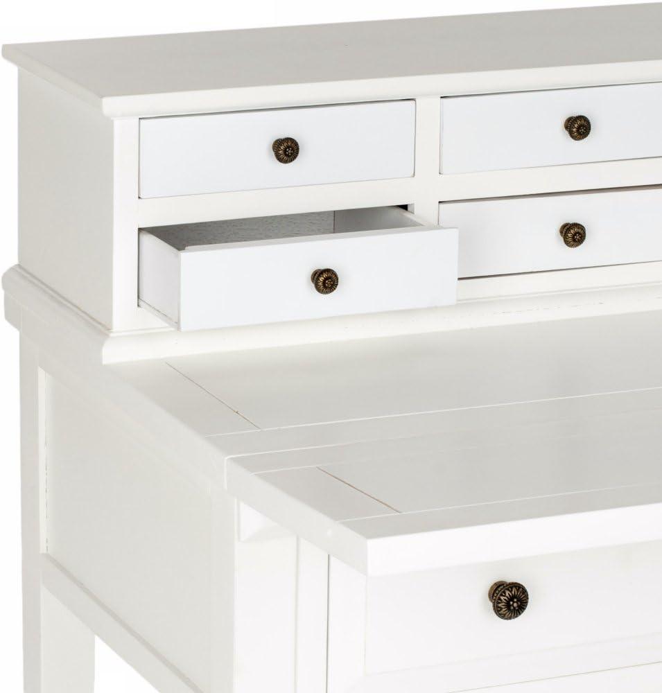 Transitional Black Wood Desk with 7 Drawers and Foldable Top