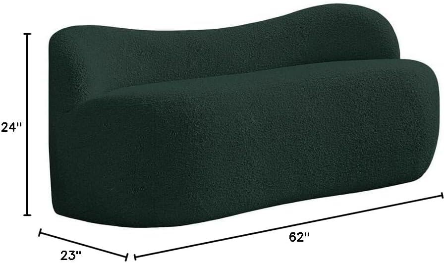 Meridian Furniture Flair Green Boucle Fabric Bench