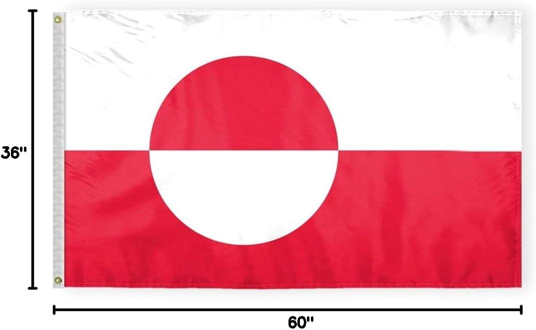 AGAS Greenland Flag 3x5 ft Double Stitched Hem 100% Polyester Metal Grommets Indoor Denmark Greenlander National Flag