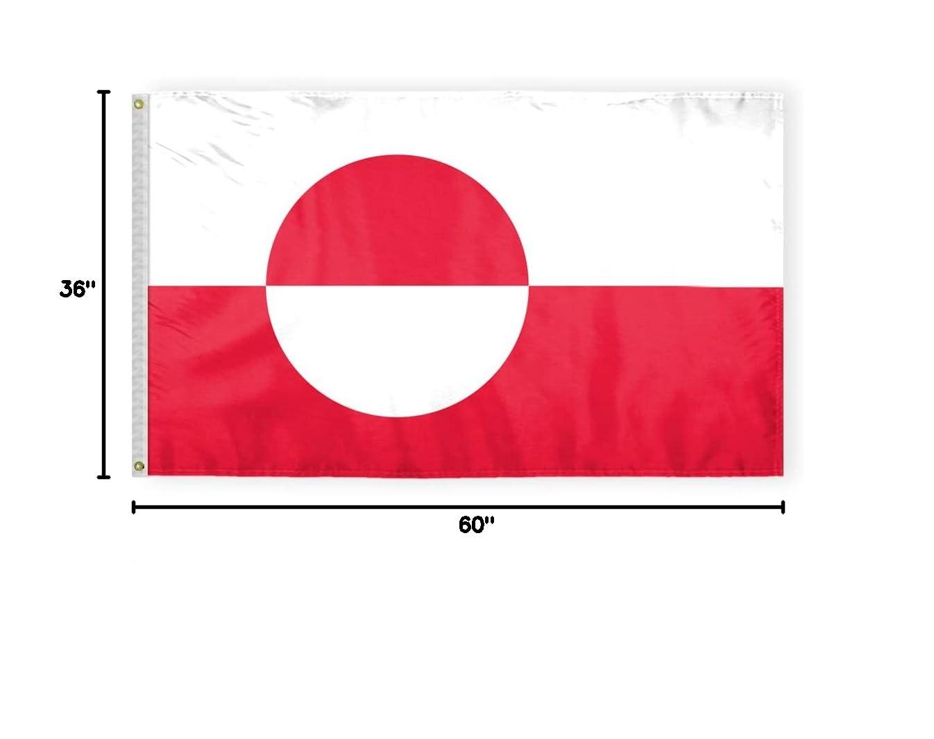 AGAS Greenland Flag 3x5 ft Double Stitched Hem 100% Polyester Metal Grommets Indoor Denmark Greenlander National Flag