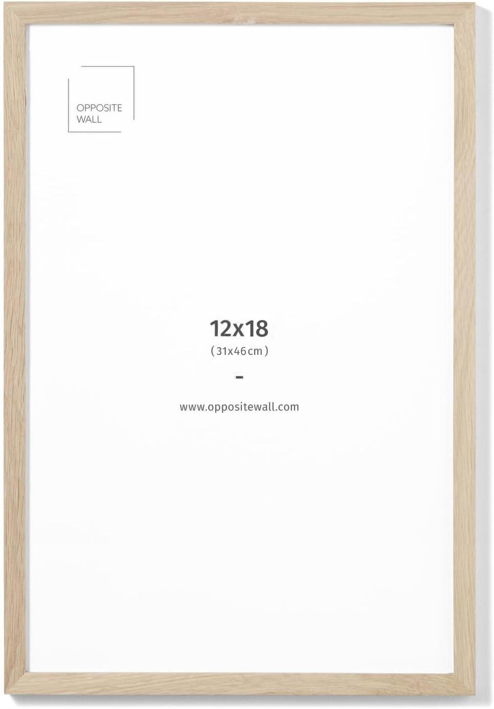Opposite Wall - 12x18 in - Natural Solid Oak Wood Picture Frame - Lightweight, Versatile & Shatterproof - Wall Hanging Poster or Photo Frame - Wall Decor for Office, Gallery & Home